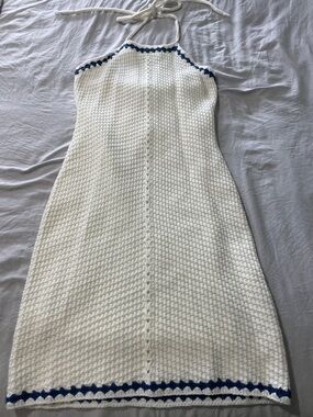 Lulus Sunny Aura Ivory Crochet Halter Bodycon Mini Dress